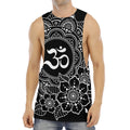 Black And White Om Print Men's Muscle Tank Top