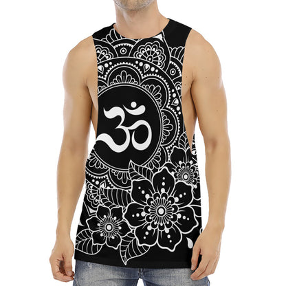Black And White Om Print Men's Muscle Tank Top