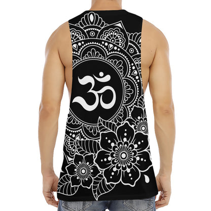 Black And White Om Print Men's Muscle Tank Top
