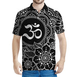 Black And White Om Print Men's Polo Shirt