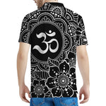 Black And White Om Print Men's Polo Shirt