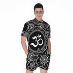 Black And White Om Print Men's Rompers