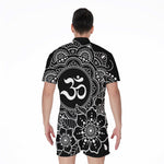 Black And White Om Print Men's Rompers