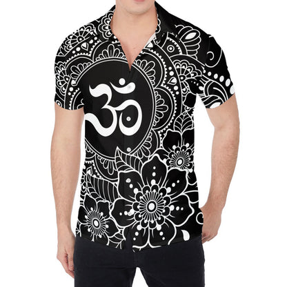 Black And White Om Print Men's Shirt