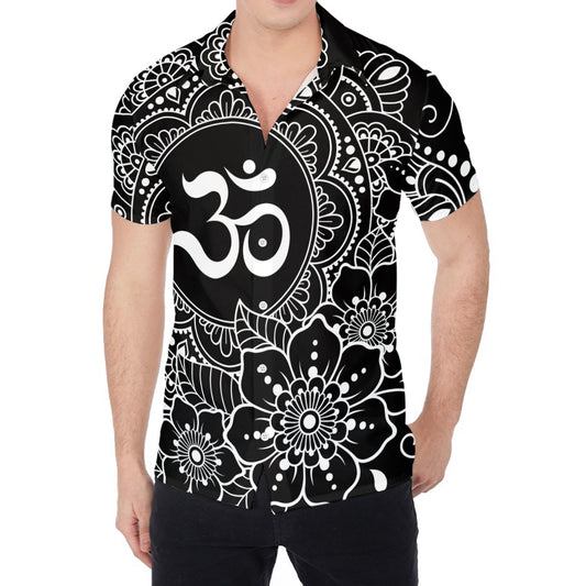 Black And White Om Print Men's Shirt