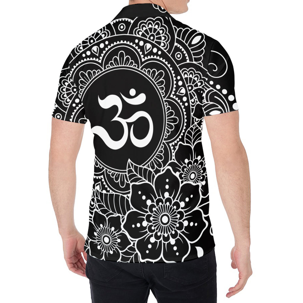 Black And White Om Print Men's Shirt