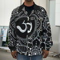 Black And White Om Print Men's Shirt Jacket