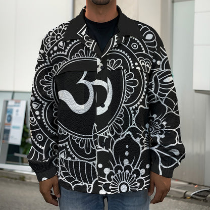 Black And White Om Print Men's Shirt Jacket