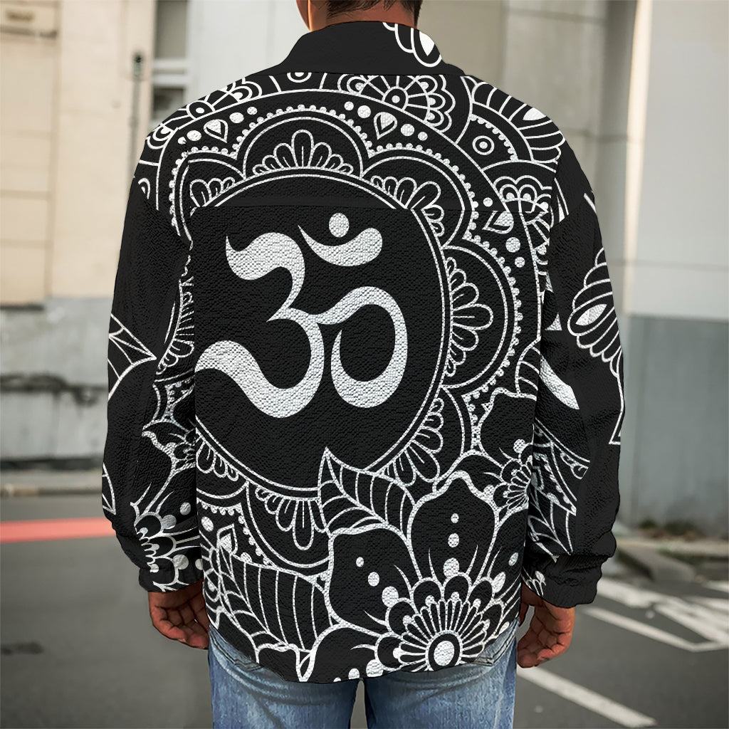 Black And White Om Print Men's Shirt Jacket