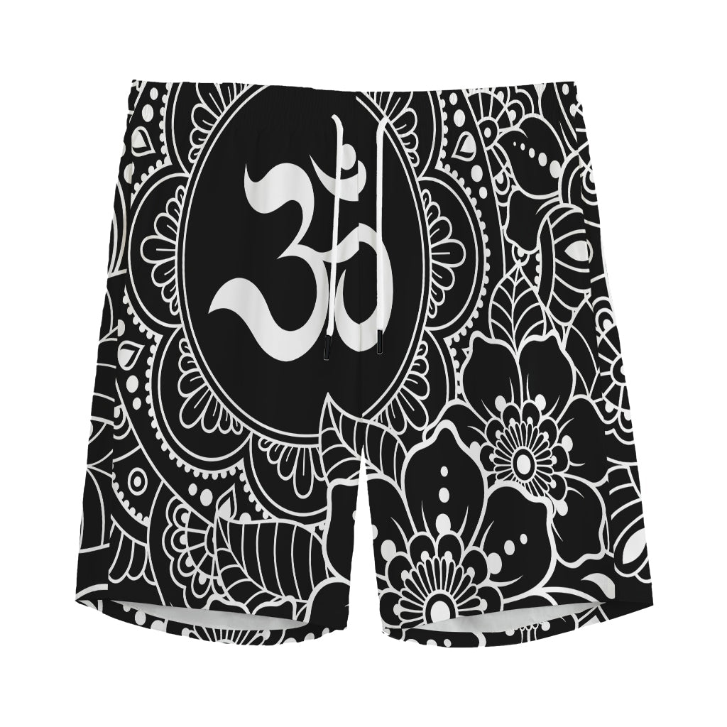 Black And White Om Print Men's Sports Shorts