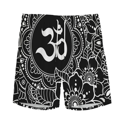 Black And White Om Print Men's Sports Shorts