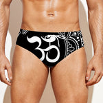 Black And White Om Print Men's Swim Briefs