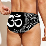 Black And White Om Print Men's Swim Briefs