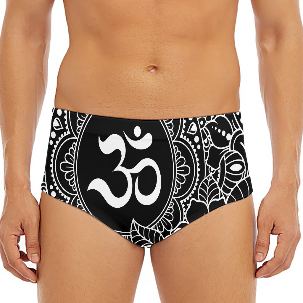 Black And White Om Print Men's Triangle Swim Briefs