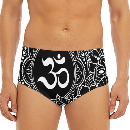 Black And White Om Print Men's Triangle Swim Briefs