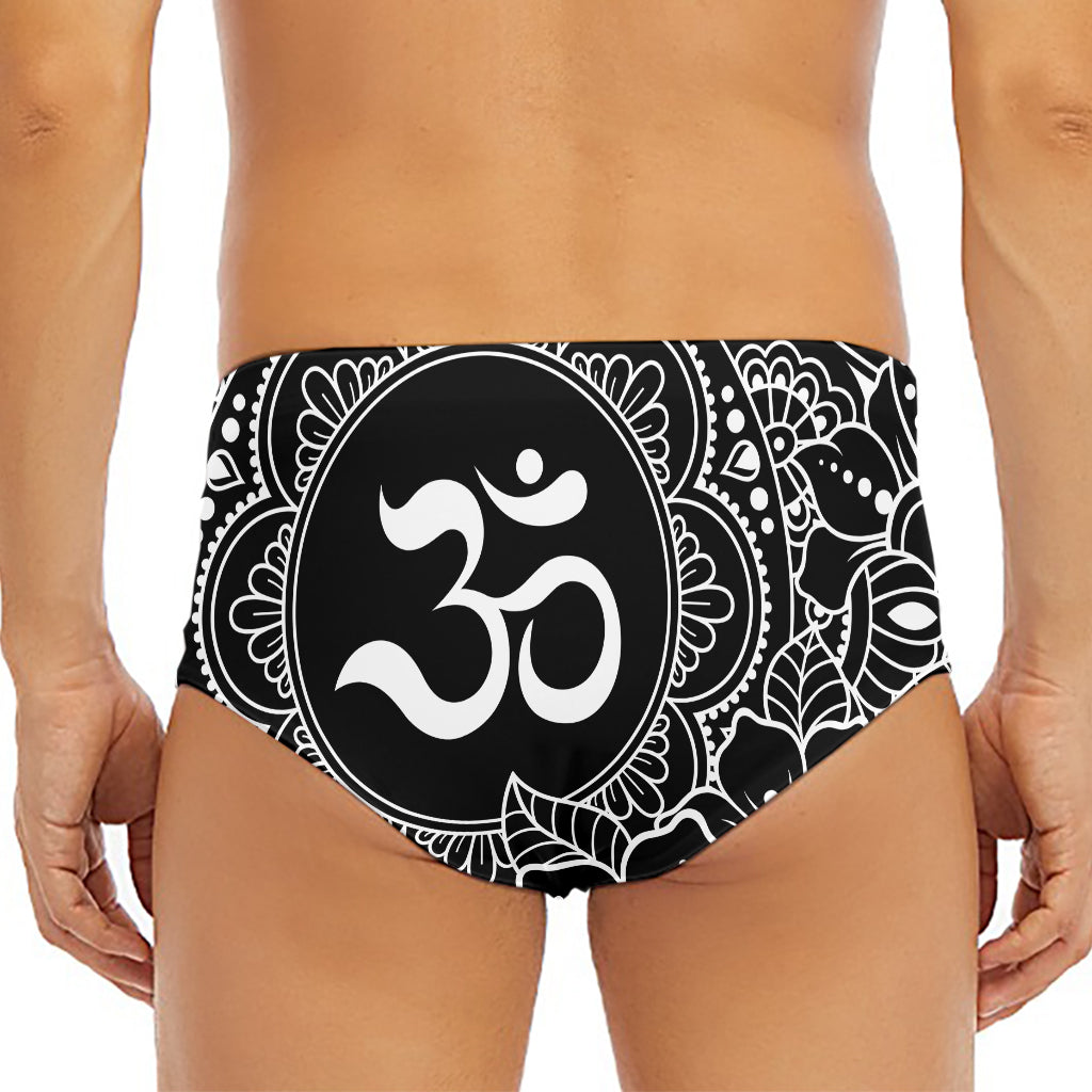 Black And White Om Print Men's Triangle Swim Briefs