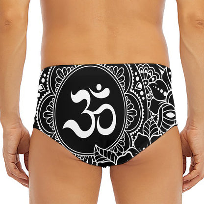 Black And White Om Print Men's Triangle Swim Briefs