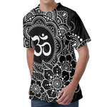 Black And White Om Print Men's Velvet T-Shirt