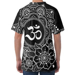 Black And White Om Print Men's Velvet T-Shirt