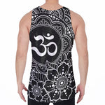 Black And White Om Print Men's Velvet Tank Top