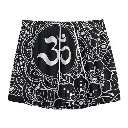 Black And White Om Print Mesh Shorts