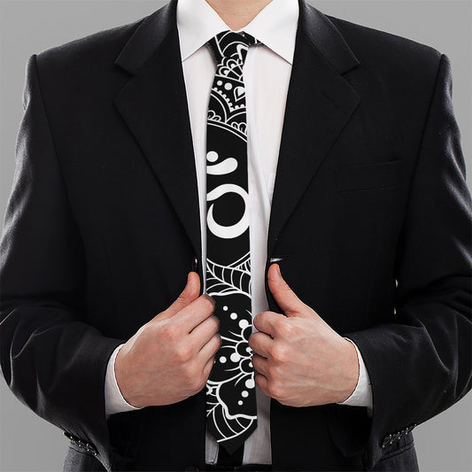 Black And White Om Print Necktie