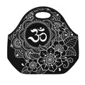 Black And White Om Print Neoprene Lunch Bag