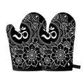 Black And White Om Print Oven Mitts