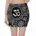 Black And White Om Print Pencil Mini Skirt