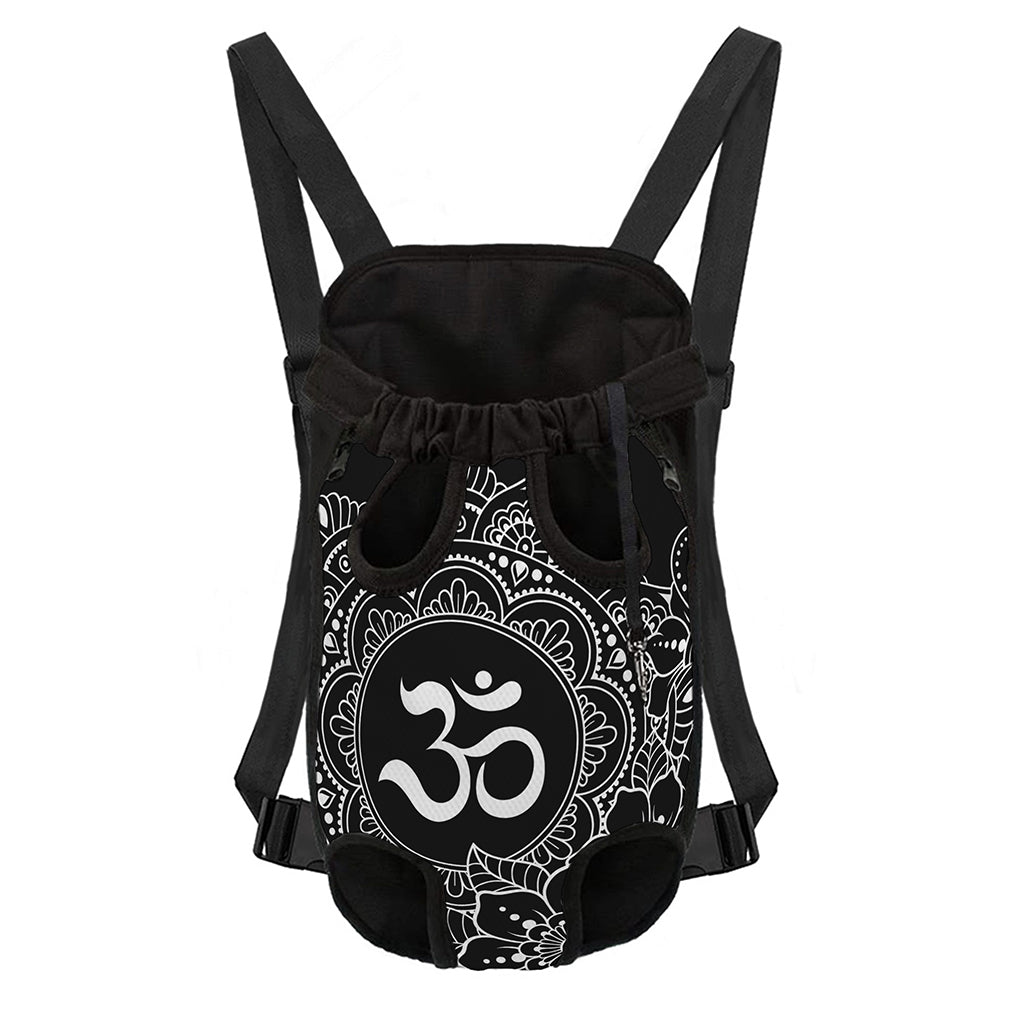 Black And White Om Print Pet Carrier Backpack