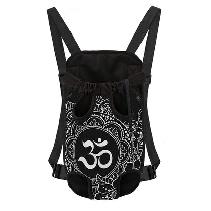 Black And White Om Print Pet Carrier Backpack