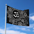 Black And White Om Print Polyester Flag