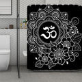 Black And White Om Print Polyester Shower Curtain