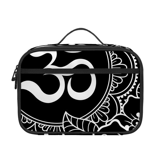 Black And White Om Print Portable Lunch Bag