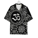 Black And White Om Print Rayon Hawaiian Shirt