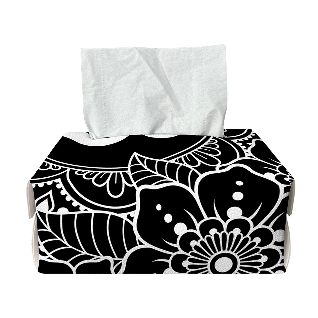 Black And White Om Print Rectangle Tissue Box Cover