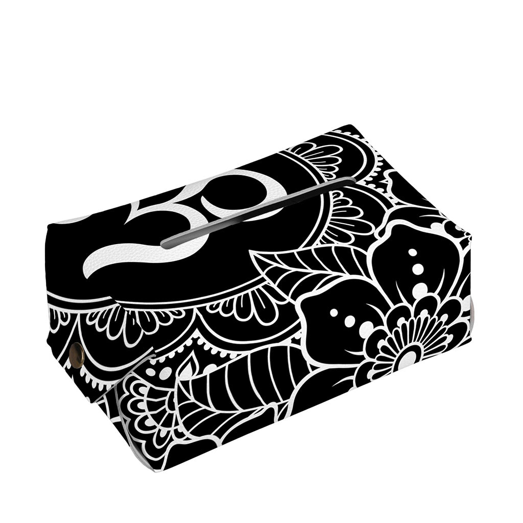 Black And White Om Print Rectangle Tissue Box Cover