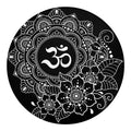 Black And White Om Print Round Blanket