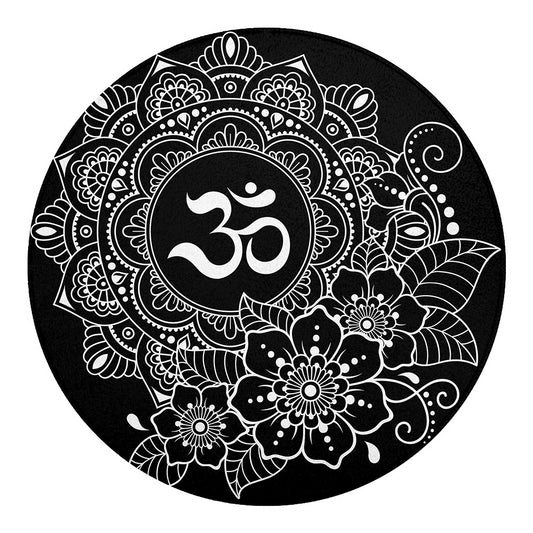Black And White Om Print Round Blanket