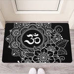 Black And White Om Print Rubber Doormat