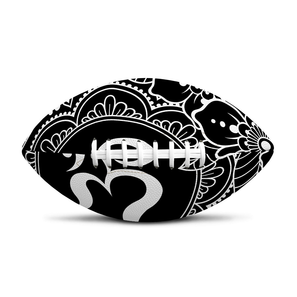 Black And White Om Print Rugby Ball