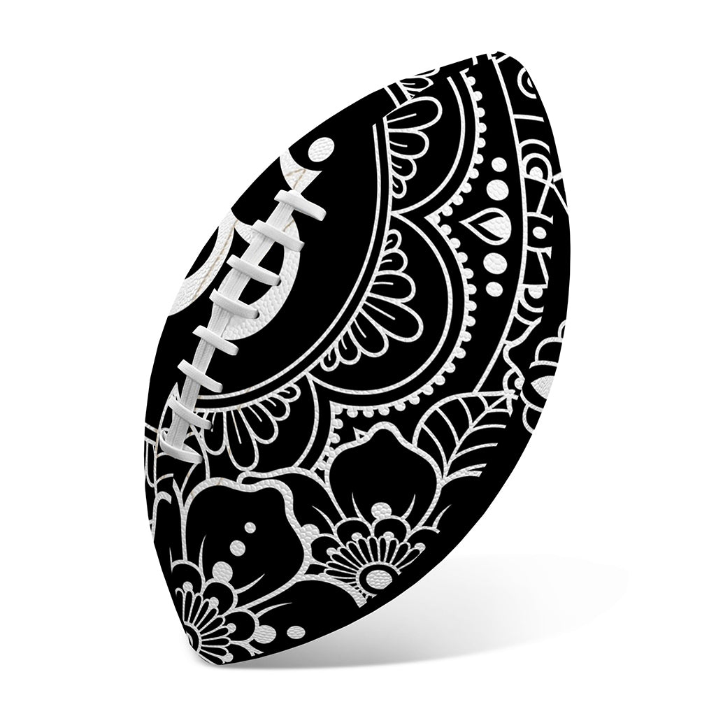 Black And White Om Print Rugby Ball
