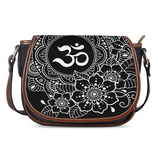 Black And White Om Print Saddle Bag