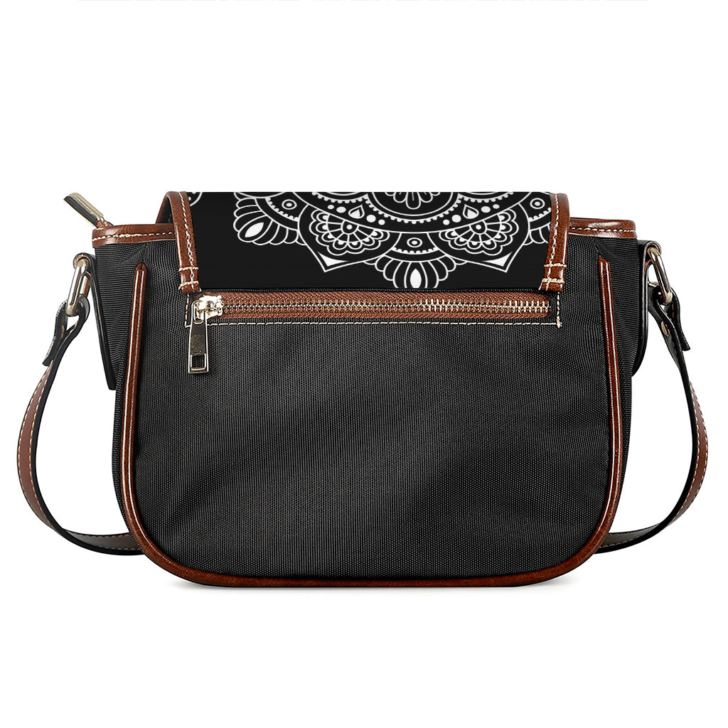 Black And White Om Print Saddle Bag