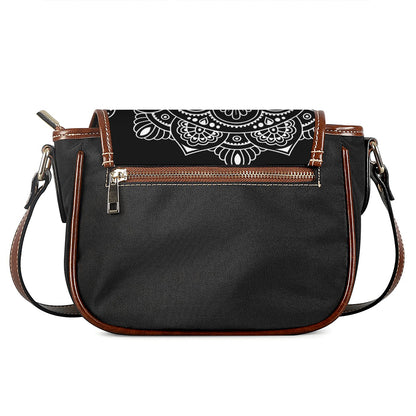 Black And White Om Print Saddle Bag