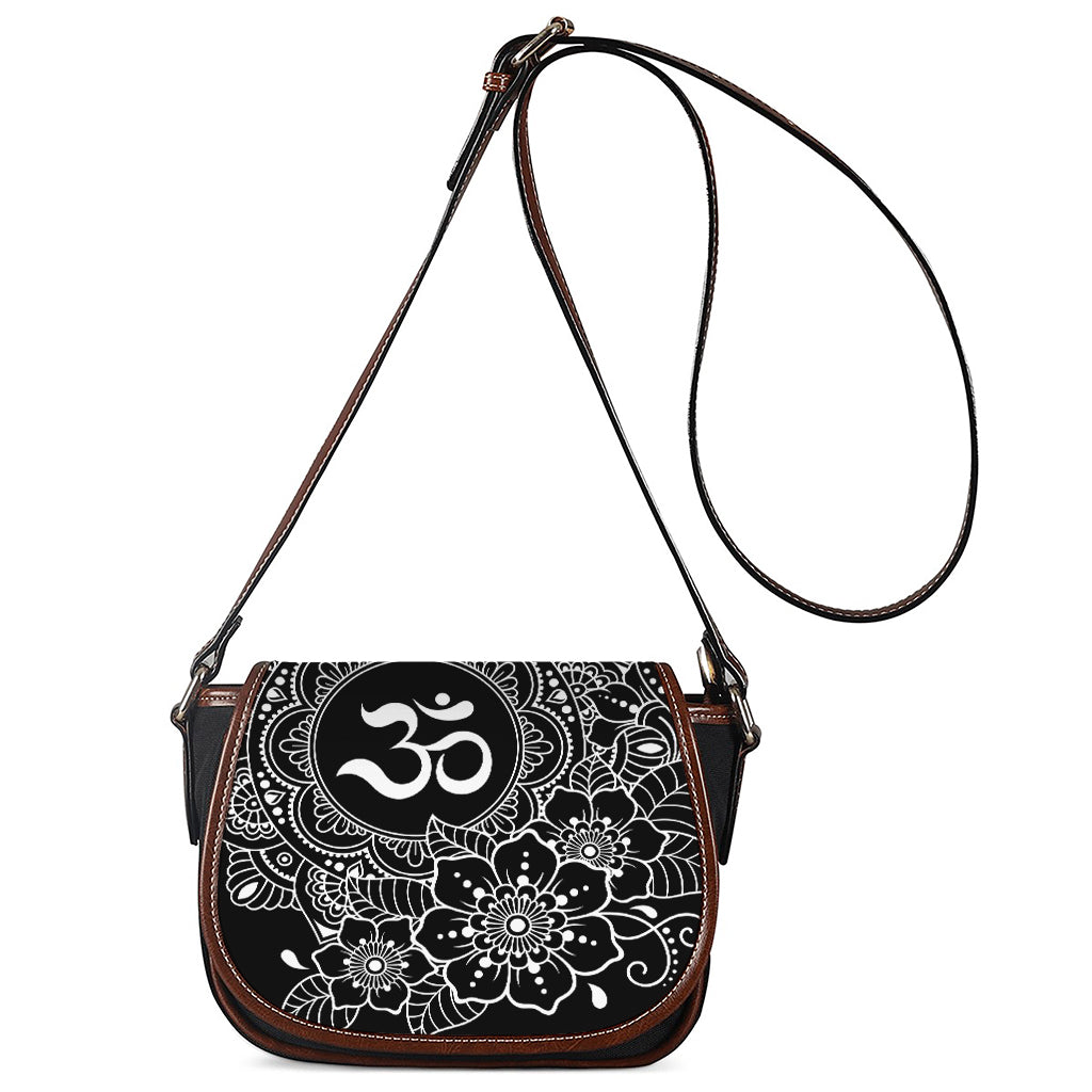 Black And White Om Print Saddle Bag