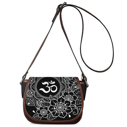 Black And White Om Print Saddle Bag