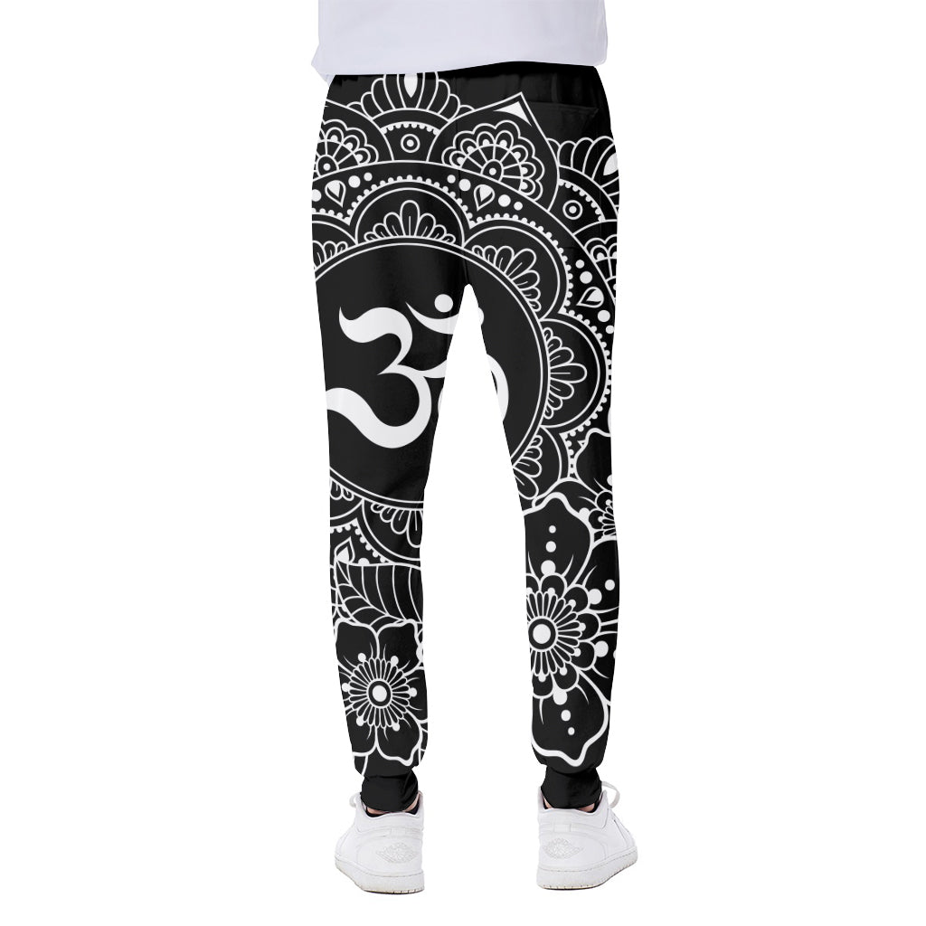 Black And White Om Print Scuba Joggers