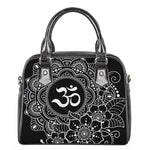 Black And White Om Print Shoulder Handbag