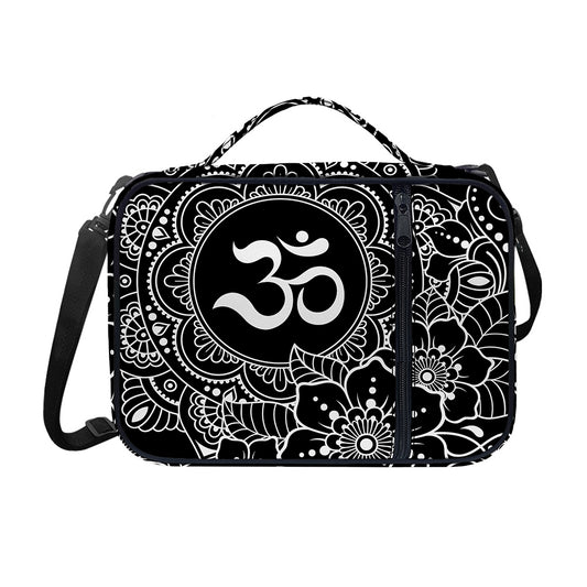 Black And White Om Print Shoulder Strap Bible Bag